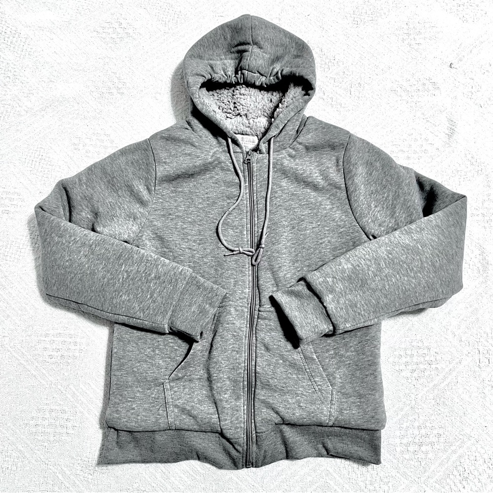 Extra Warm Sherpa Lined Grey Hoodie From Blue Star